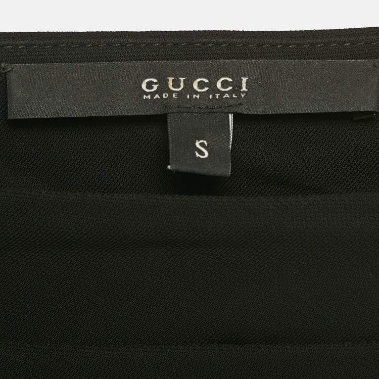 Pre Owned Gucci Black Jersey One Shoulder Draped Top S