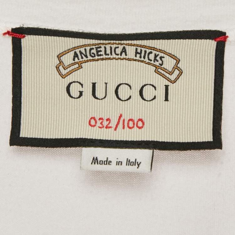 Pre Owned Gucci White Cotton Angelica Hicks Printed Limited Edition Crew Neck T-Shirt XS