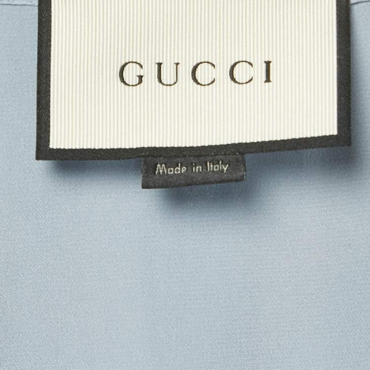 مملوكة مسبقًا Gucci Blue Silk Ruffled Blouse S