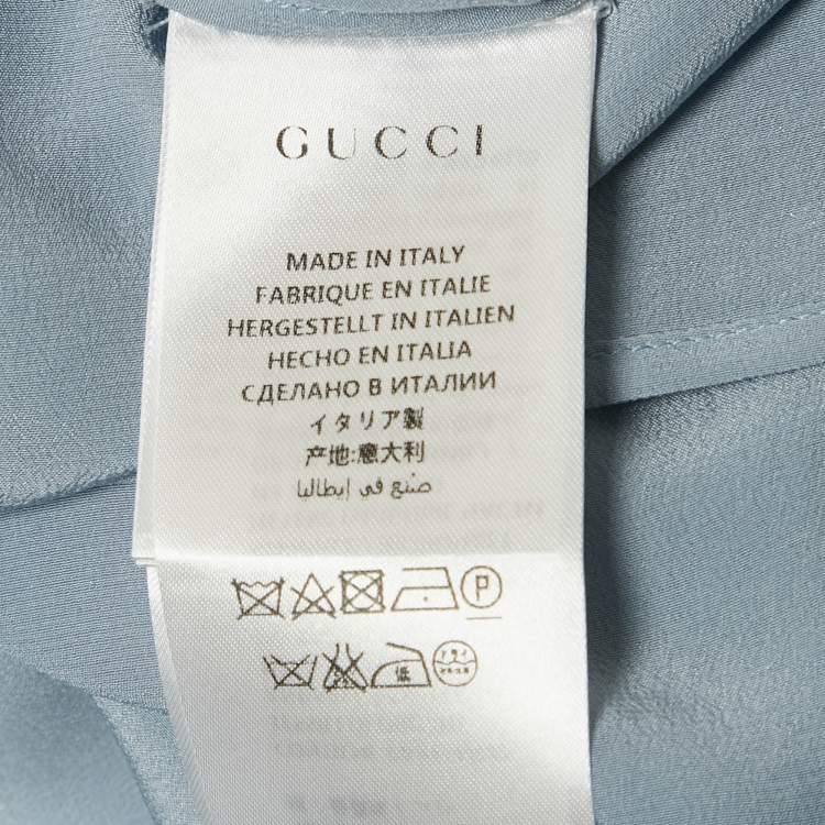مملوكة مسبقًا Gucci Blue Silk Ruffled Blouse S