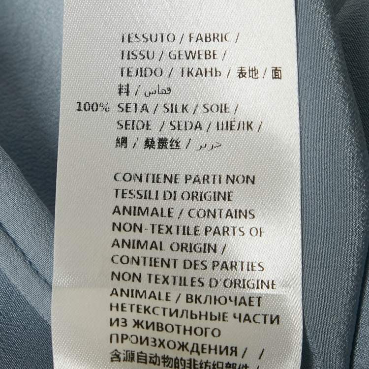 مملوكة مسبقًا Gucci Blue Silk Ruffled Blouse S