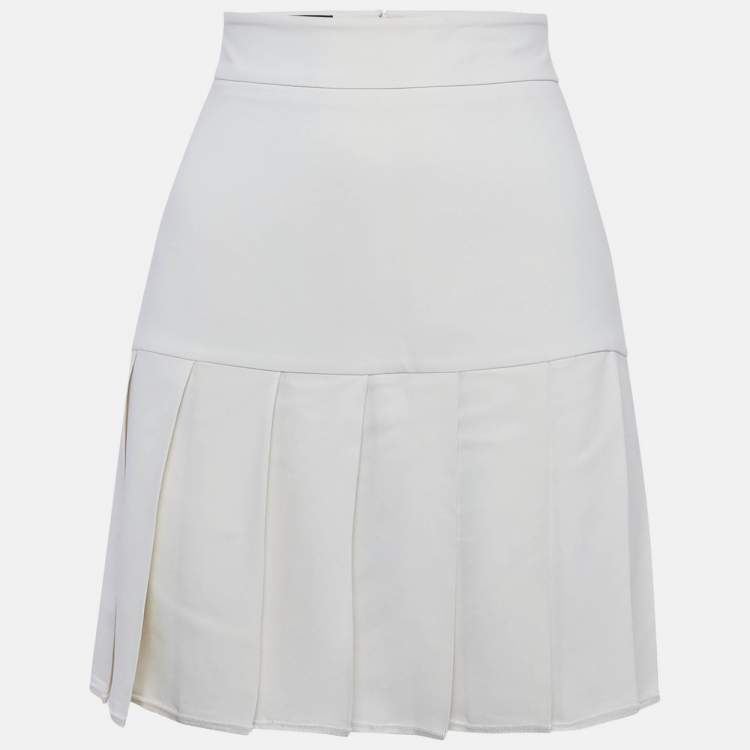 Pre Owned Gucci Cream Sateen Pleated Mini Skirt S