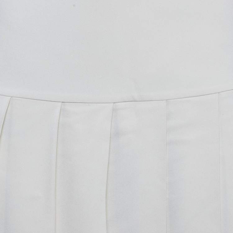Pre Owned Gucci Cream Sateen Pleated Mini Skirt S