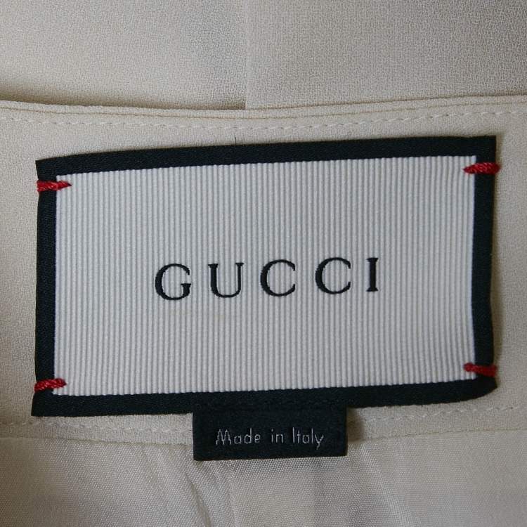Pre Owned Gucci Cream Sateen Pleated Mini Skirt S