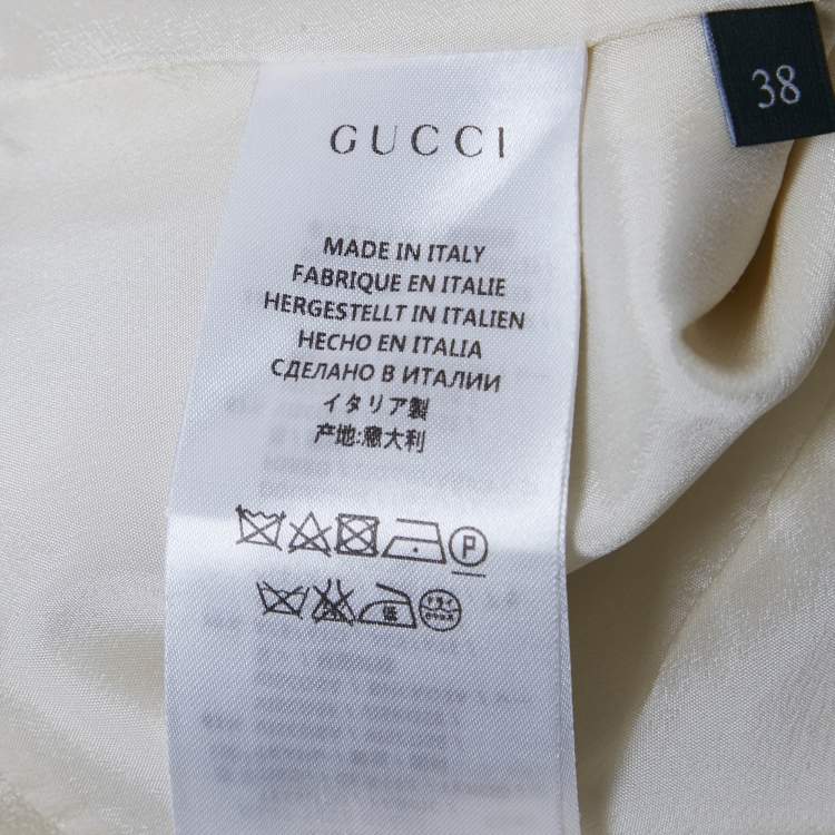 Pre Owned Gucci Cream Sateen Pleated Mini Skirt S