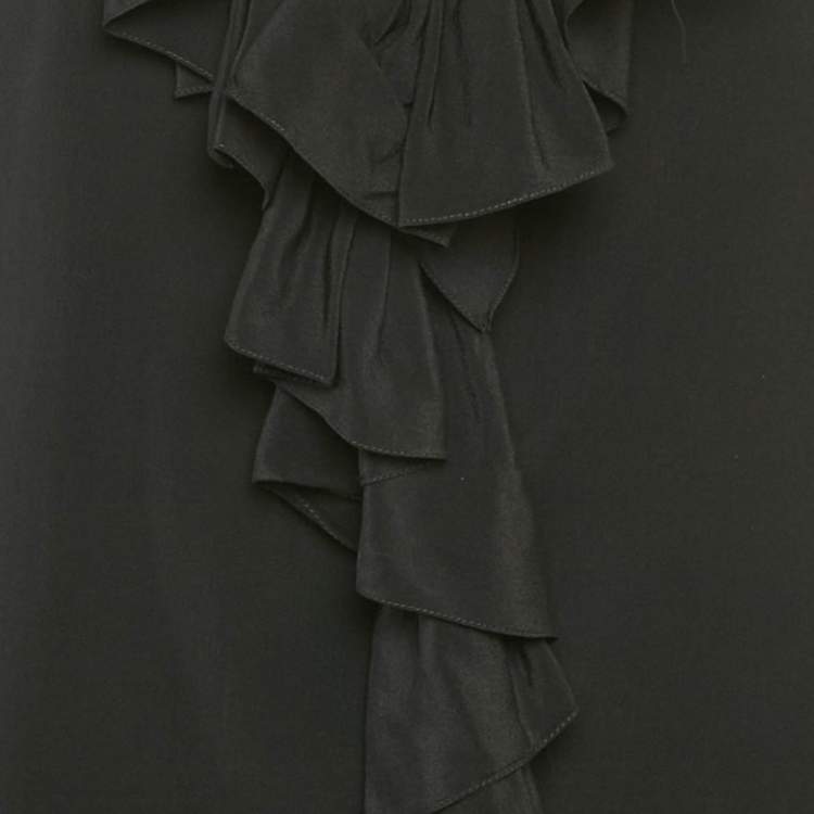 Pre Owned Gucci Black Silk Ruffled Blouse M