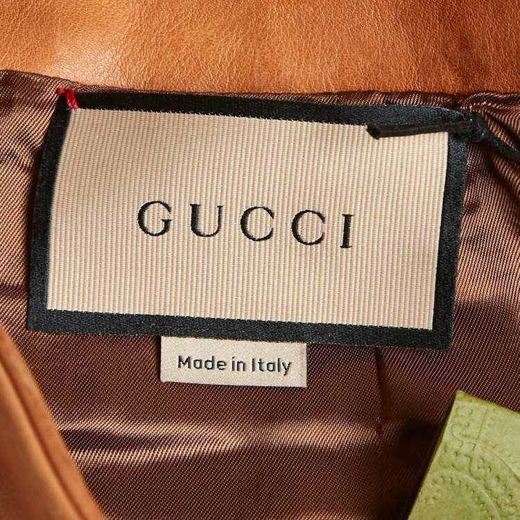 Pre Owned Gucci Brown Leather Knee Length Skirt S