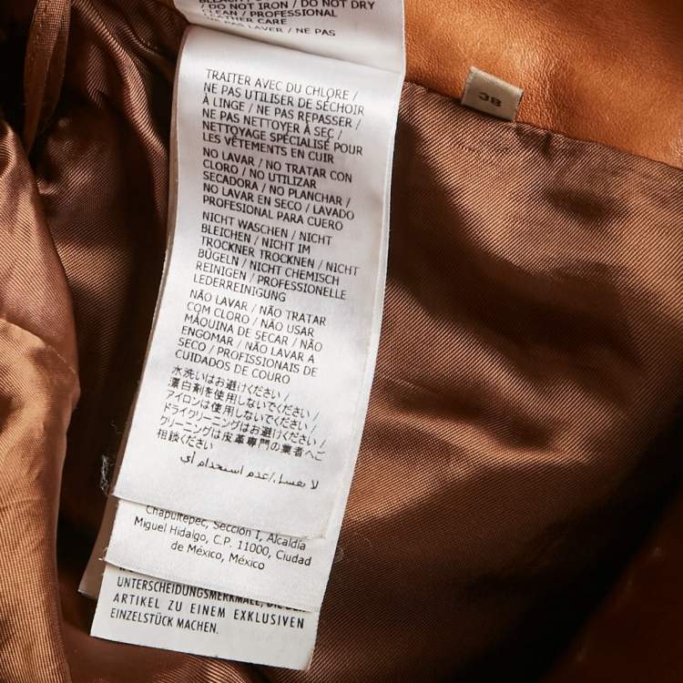 Pre Owned Gucci Brown Leather Knee Length Skirt S