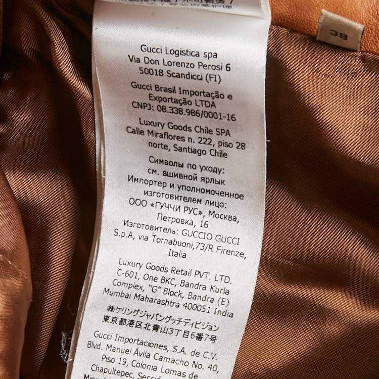 Pre Owned Gucci Brown Leather Knee Length Skirt S