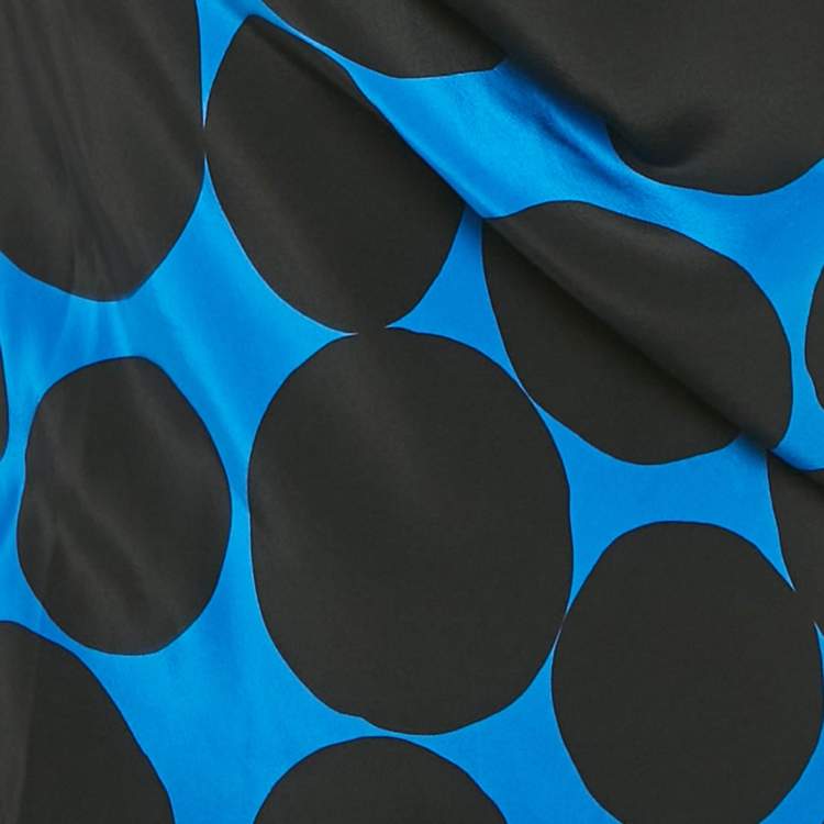 مملوكة مسبقًا Gucci Blue/Black Polka Dots Silk Cowl Neck Mini Dress S