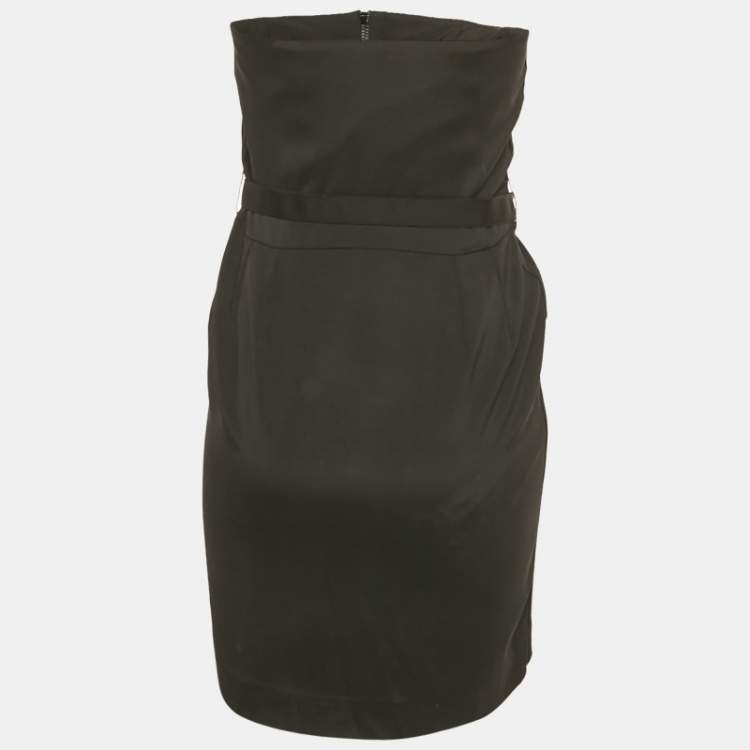 Pre Owned Gucci Black Silk Blend Strapless Mini Dress S