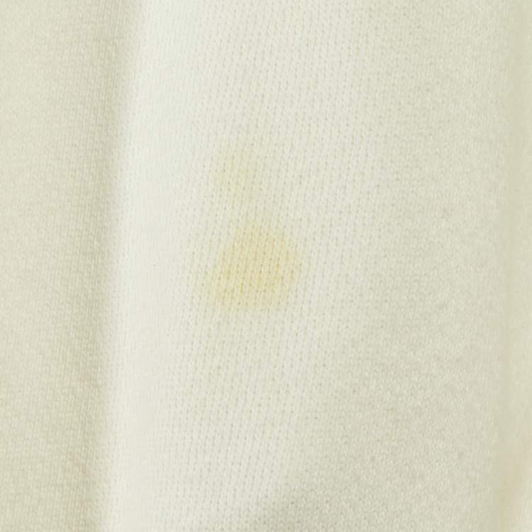 Pre Owned Gucci Off-White Cotton Tennis Embroidered Crew Neck Sweatshirt S