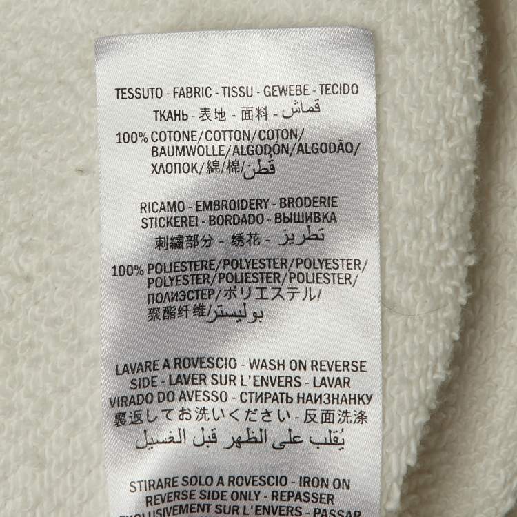 Pre Owned Gucci Off-White Cotton Tennis Embroidered Crew Neck Sweatshirt S