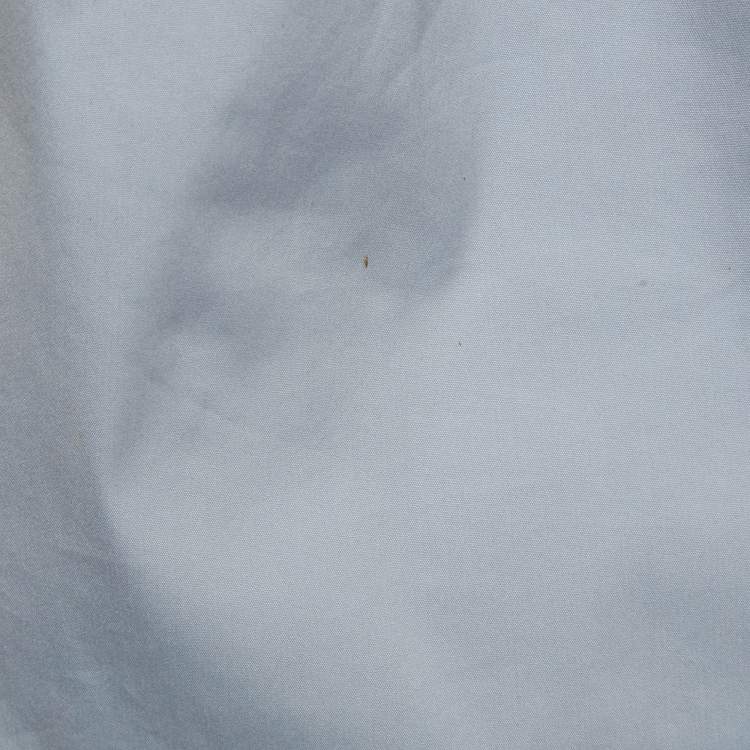 Pre Owned Gucci Blue Cotton Neck Tie-Up Shirt S