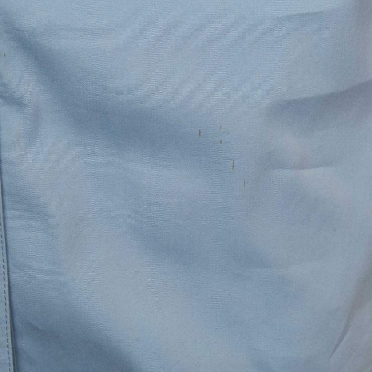 Pre Owned Gucci Blue Cotton Neck Tie-Up Shirt S
