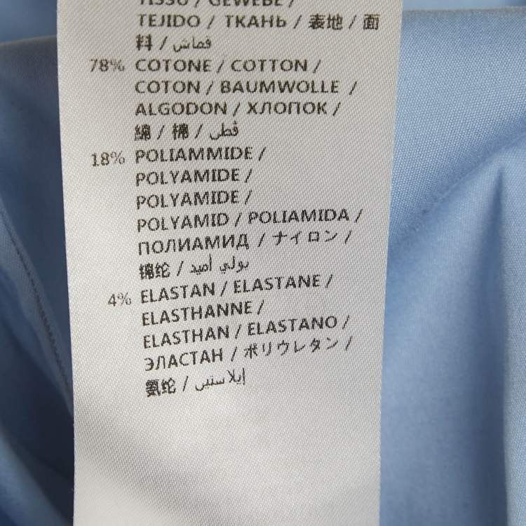 Pre Owned Gucci Blue Cotton Neck Tie-Up Shirt S