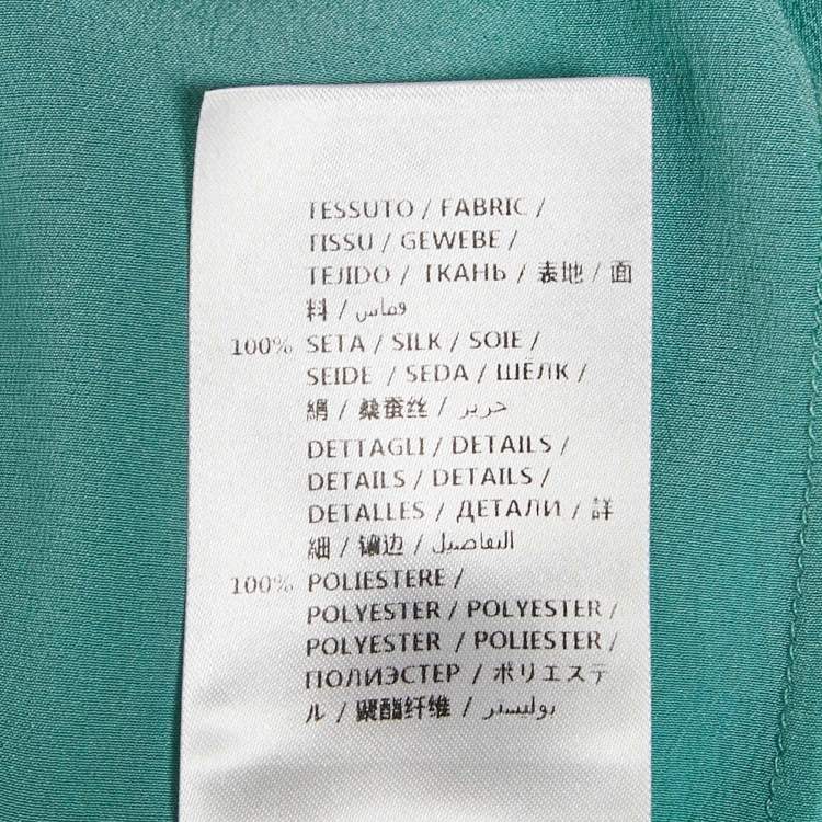 Pre Owned Gucci Blue Silk Bow Detail Long Sleeve Blouse L