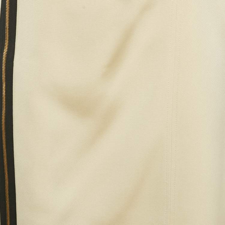 مملوكة مسبقًا تنورة غوتشي كريب كريم وحرير بتقليم كشكش ميدي مقاس متوسط (ميديم)