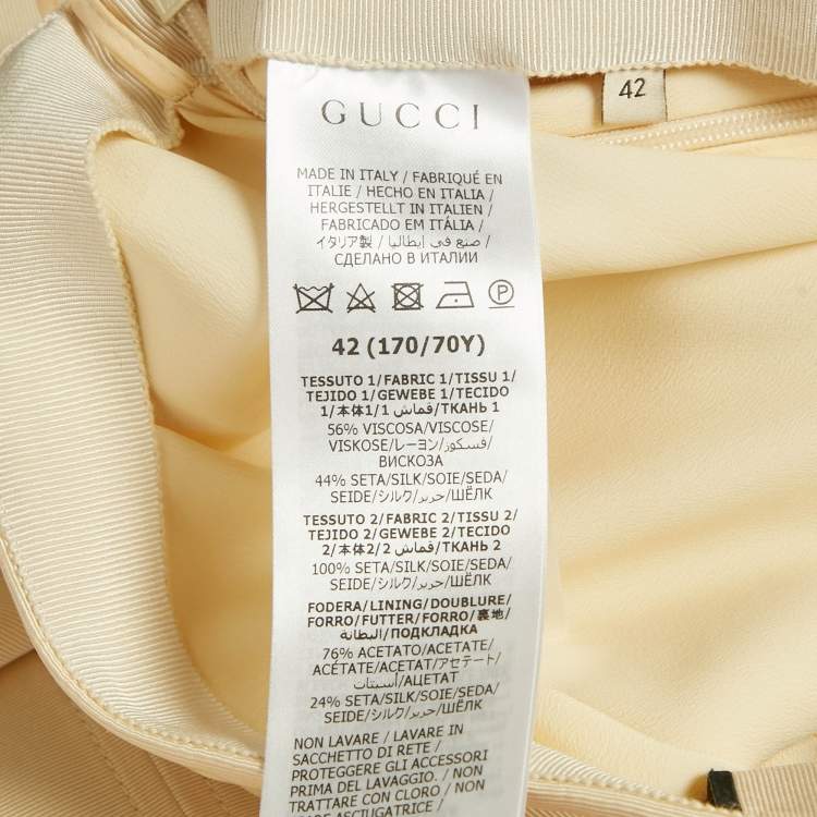 مملوكة مسبقًا تنورة غوتشي كريب كريم وحرير بتقليم كشكش ميدي مقاس متوسط (ميديم)