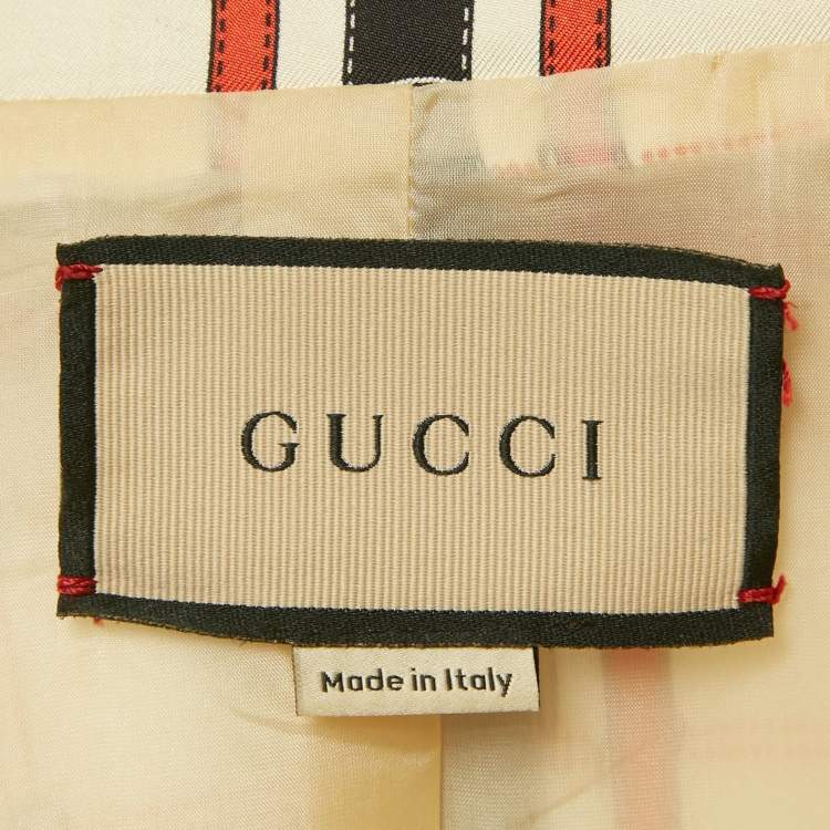 مملوكة مسبقًا Gucci Beige Interlocking GG Belt Print Silk Jacket M