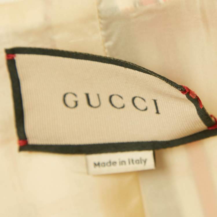 ممل وكة مسبقًا Gucci Beige Interlocking GG Belt Print Silk Jacket M