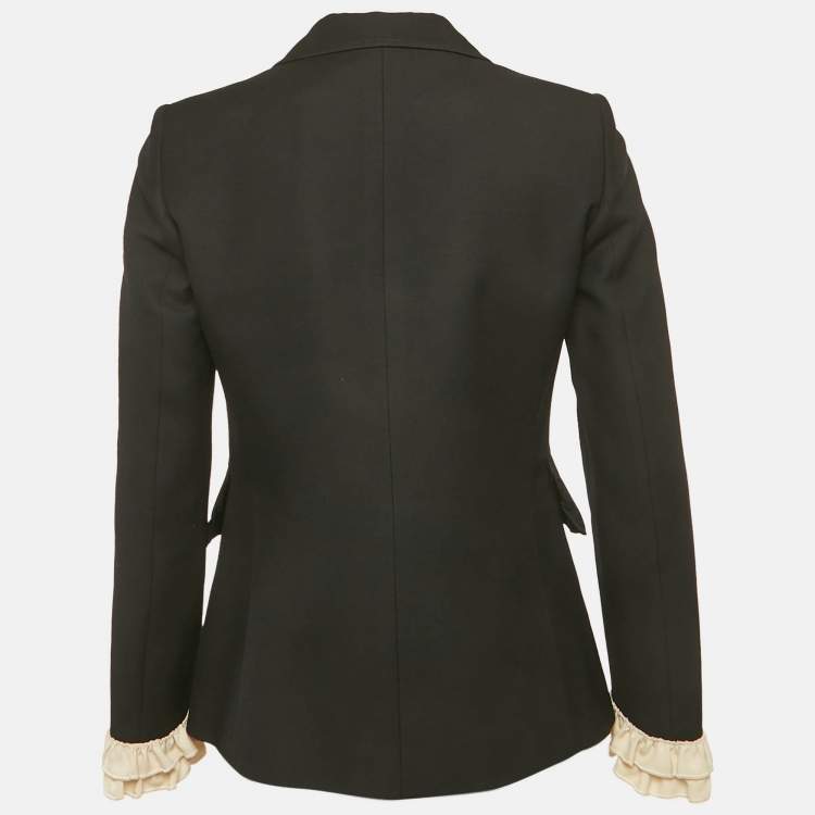 Pre Owned Gucci Black Silk Blend Ruffled Cuff Detail Jacket M
