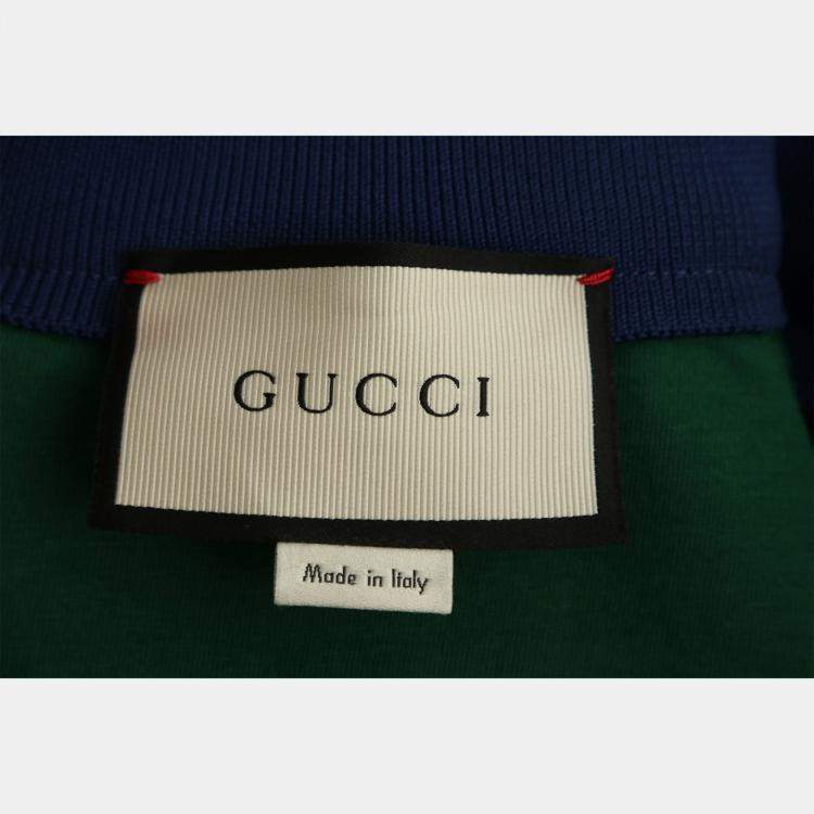 Pre Owned Gucci Green Embroidered Zip-Up Jacket S