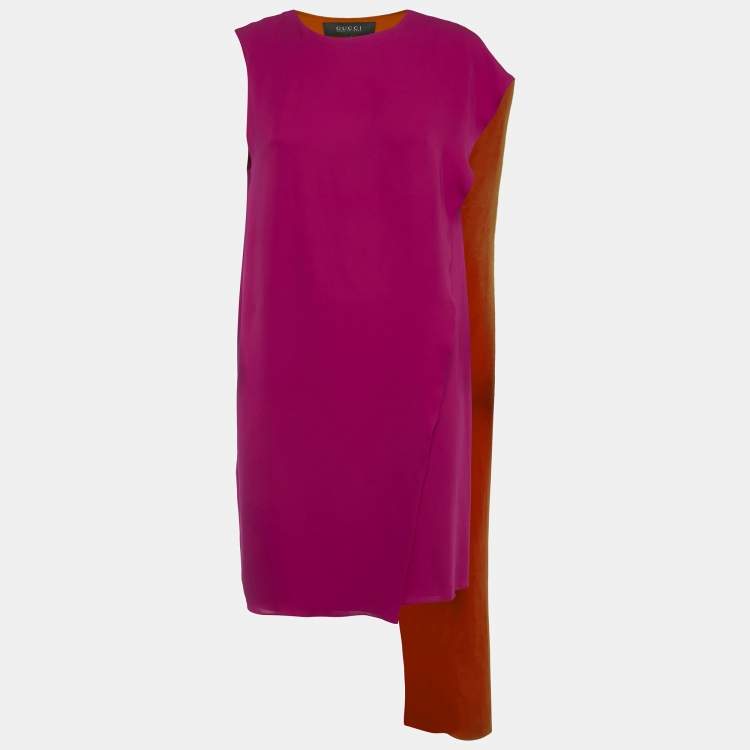 Pre Owned Gucci Pink/Orange Silk Scarf Detail Mini Dress M