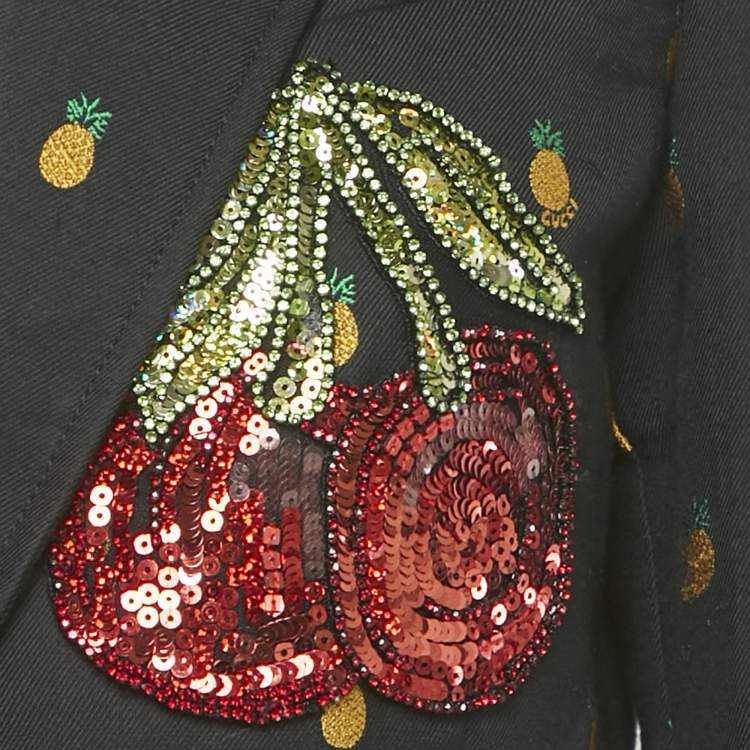 Pre Owned Gucci Black Pineapple Jacquard Gabardine Blazer S