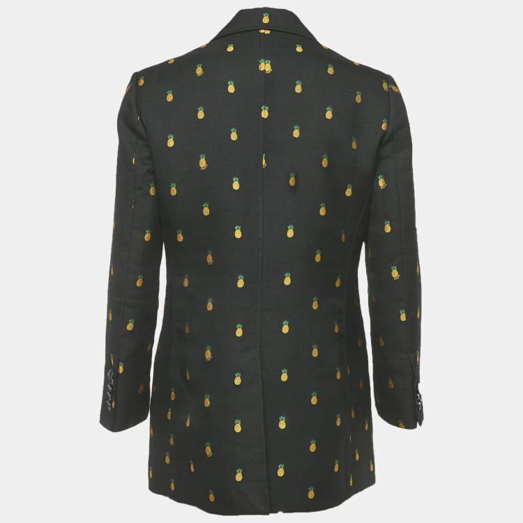 Pre Owned Gucci Black Pineapple Jacquard Gabardine Blazer S