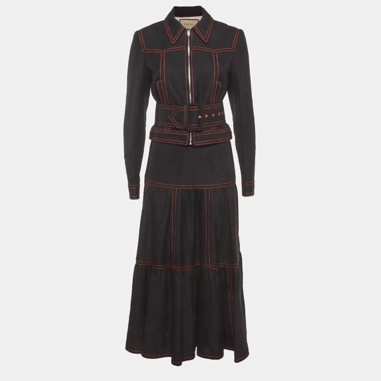 مملوكة مسبقًا Gucci Black Canvas Hollywood Babylon-Sequinned Jacket and Skirt Suit S