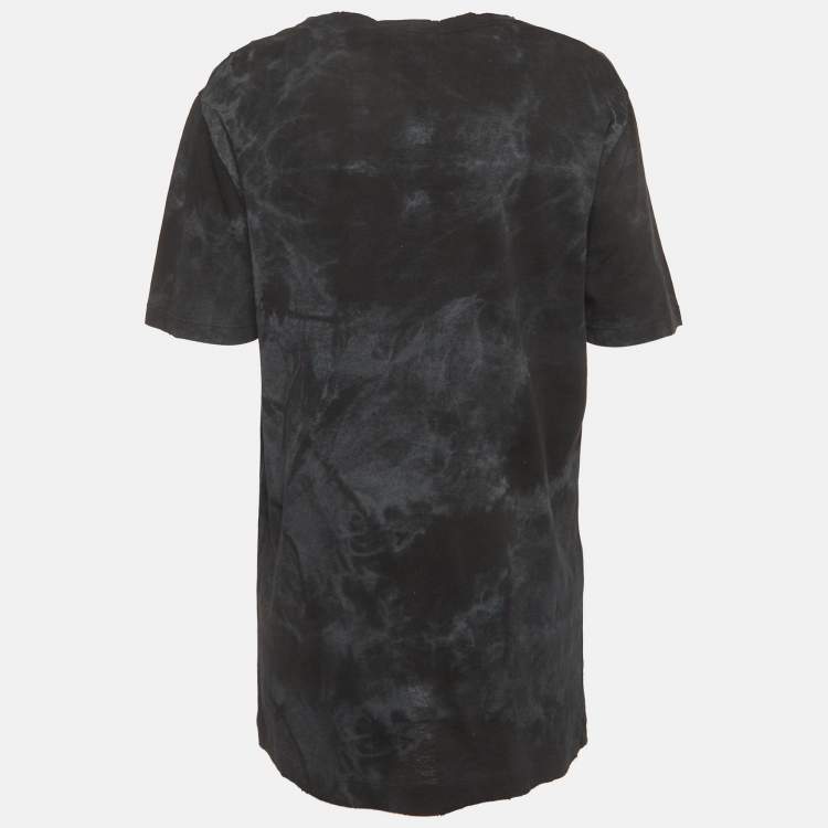 Pre Owned Gucci Black Embroidered Distressed Cotton Half Sleeve Shirt S