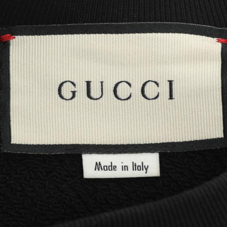 مملوكة مسبقًا Gucci Black Jersey Graphic Print Crew Neck Sweatshirt XS