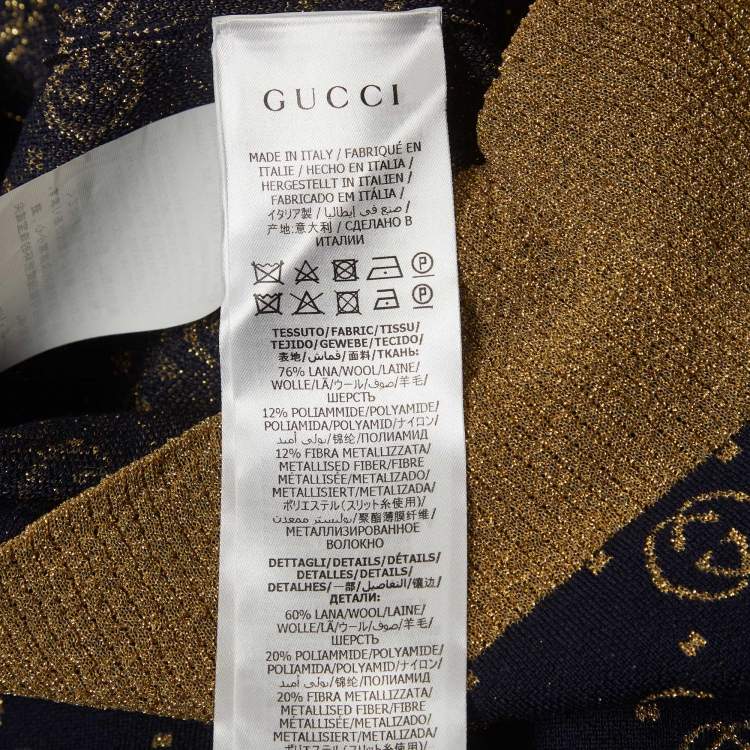 Pre Owned Gucci Blue GG Lame Wool Cardigan S