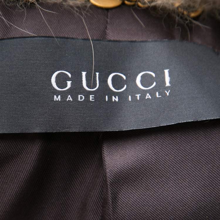 Pre Owned Gucci Beige Lynx Cat Fur Jacket S