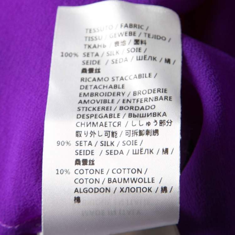 Pre Owned Gucci Purple Silk Chiffon Contrast Plisse Ruffle Detail Sheer Blouse M