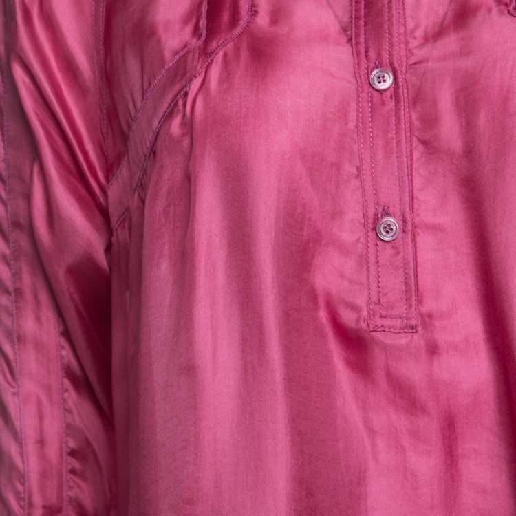 Pre Owned Gucci Pink Silk Tassel Detail Long Sleeve Blouse S