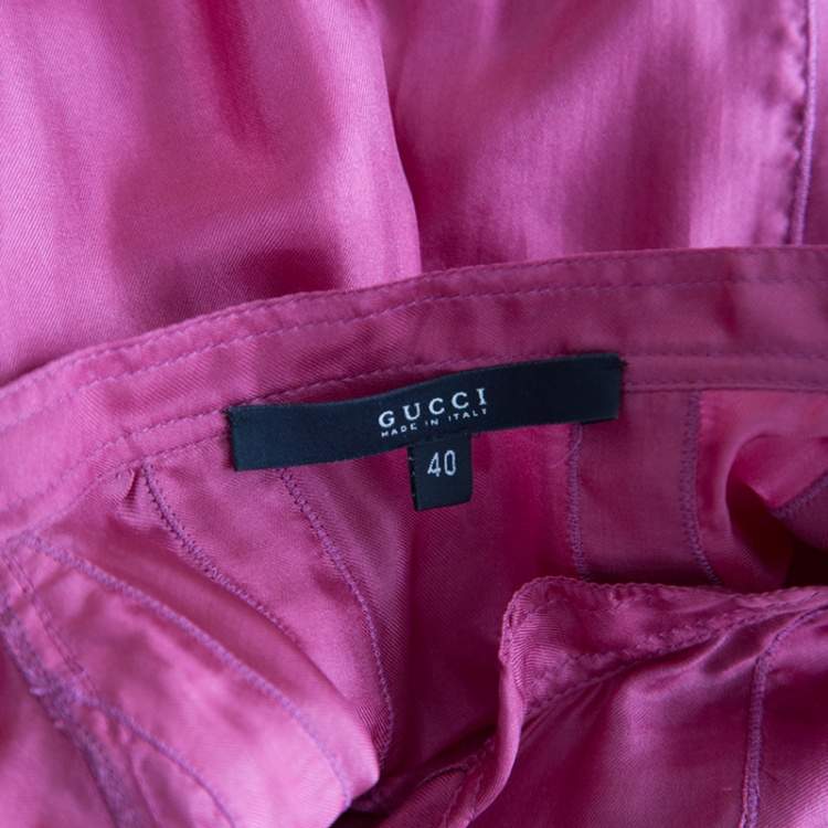 Pre Owned Gucci Pink Silk Tassel Detail Long Sleeve Blouse S