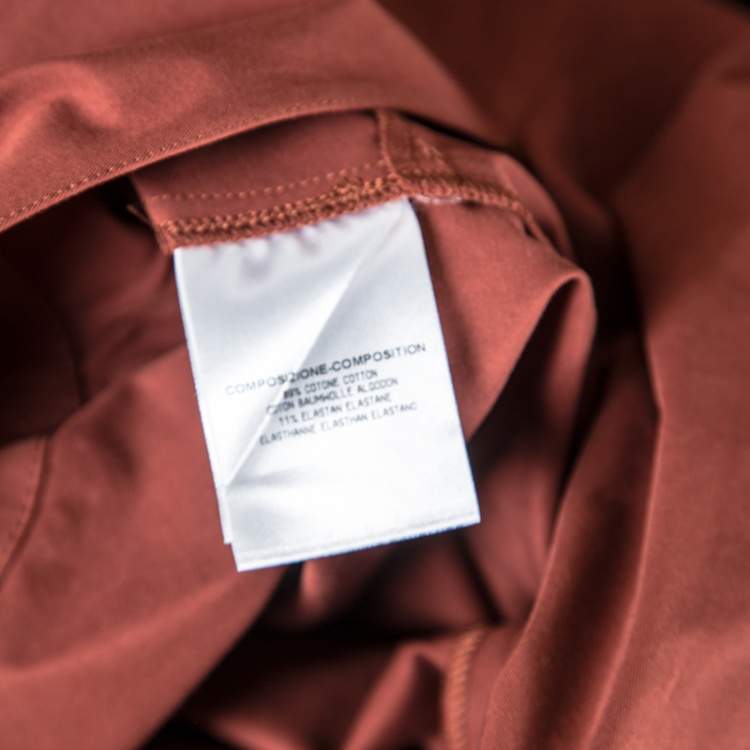 Pre Owned Gucci Brown Stretch Cotton Belted Horsebit Buckle Detail Dress M