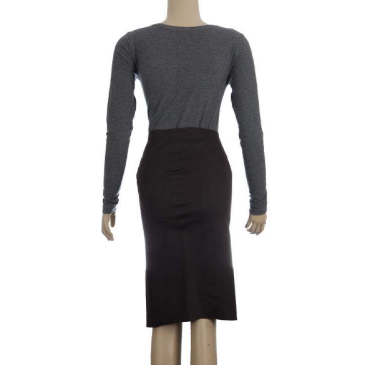 Pre Owned Gucci Ruffled Pencil Skirt XS