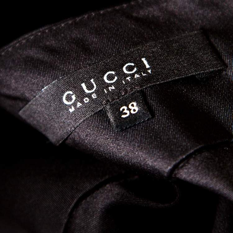 Pre Owned Gucci Black Silk Velvet Trim Pocket Pencil Skirt S