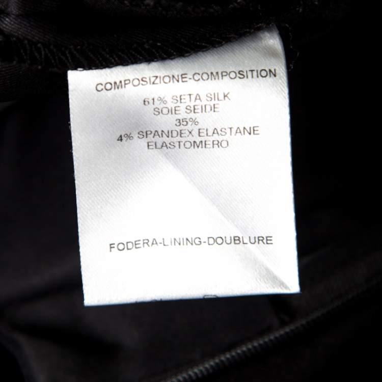 Pre Owned Gucci Black Silk Velvet Trim Pocket Pencil Skirt S