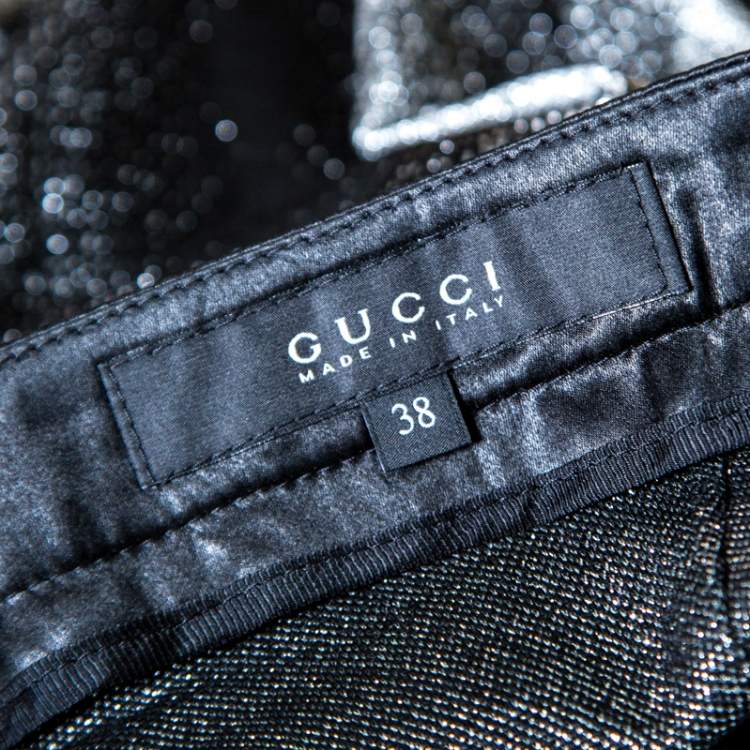 Pre Owned Gucci Metallic Argyle Patterned Lurex Knit Skinny Pants S