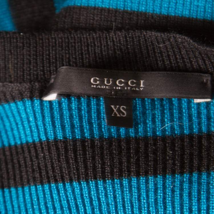 Pre Owned Gucci Black and Blue Striped Crew Neck Sweater XS