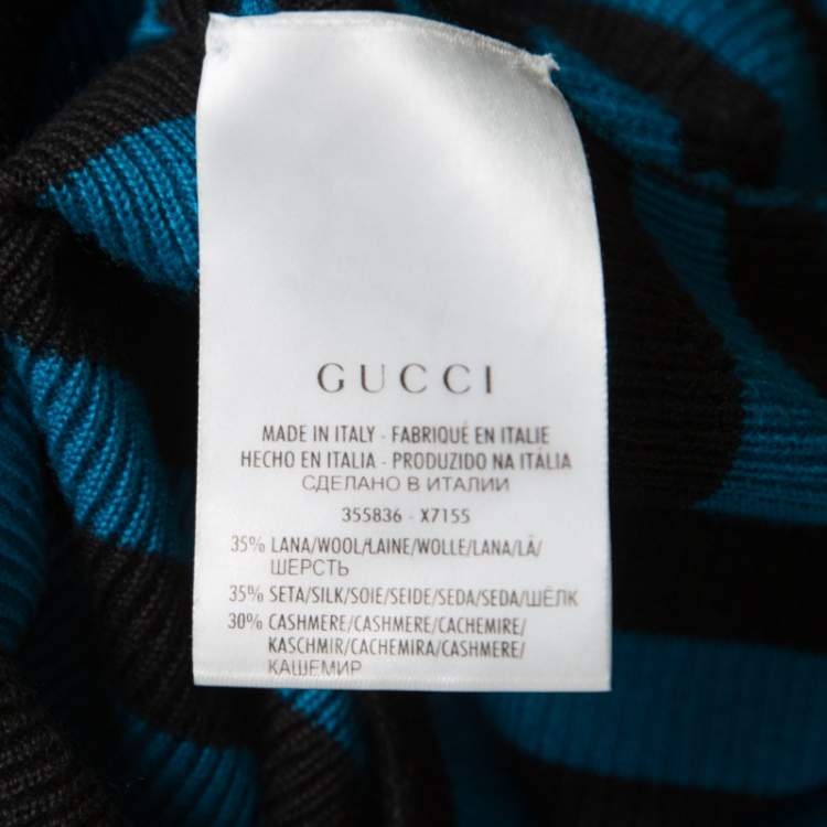Pre Owned Gucci Black and Blue Striped Crew Neck Sweater XS