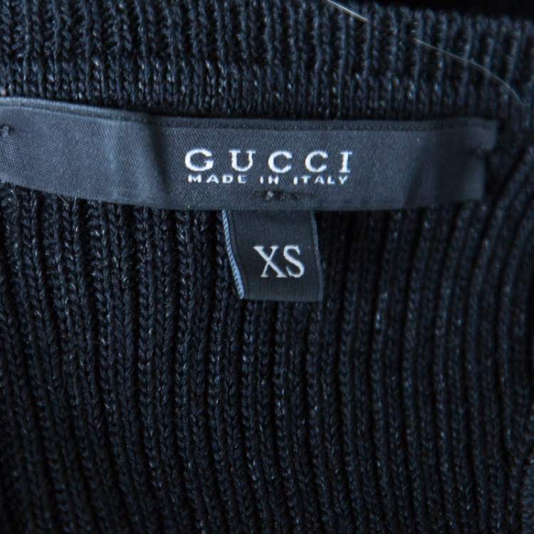 Pre Owned Gucci Black Lurex Ribbed Knit Tank Top XS