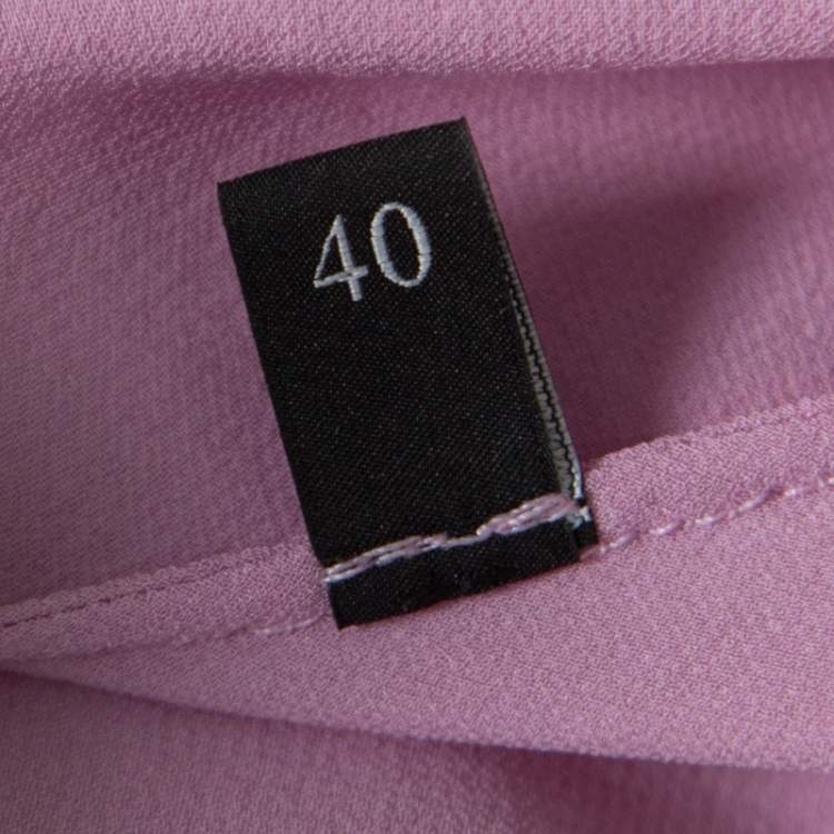 Pre Owned Gucci Lavender Silk Sequin Beetle Embellished Noodle Strap Top S