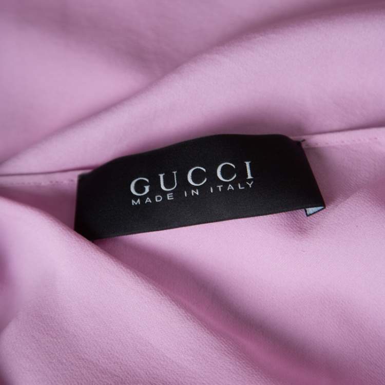 Pre Owned Gucci Lavender Silk Sequin Beetle Embellished Noodle Strap Top S