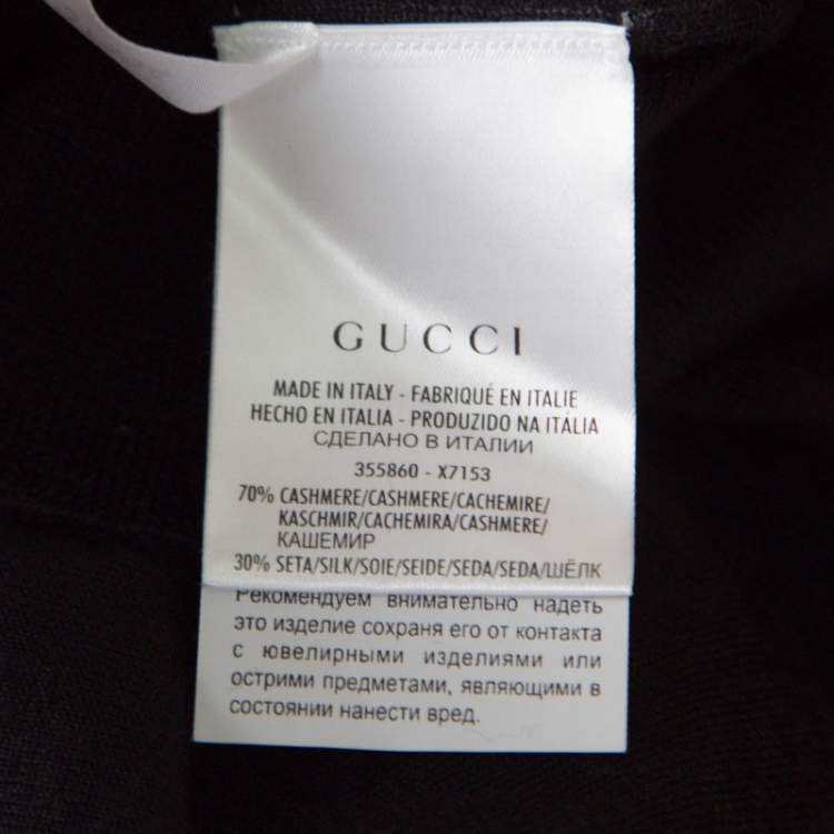 Pre Owned Gucci Black Cashmere Silk Knit V Neck Sweater S