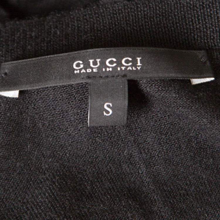 Gucci Black Cashmere Silk Knit V Neck Sweater S Gucci Tlc